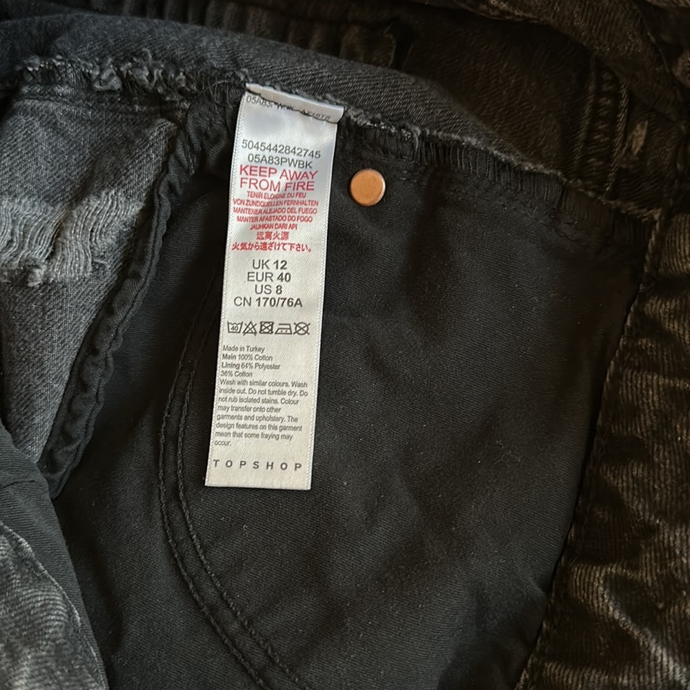 Topshop Women’s Black Distressed Jean Shorts - Picture 7 of 7